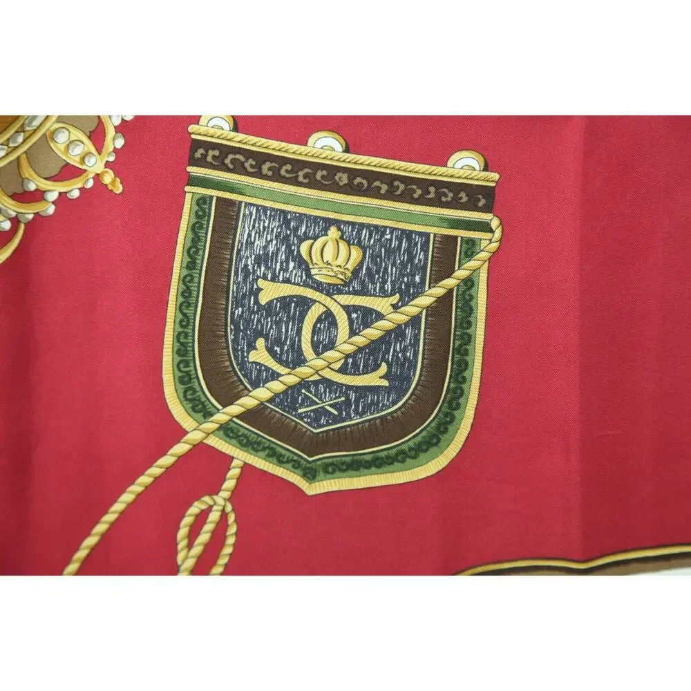 Belvedere Silk Scarf Baroque Scroll‎ Drums Crest Old Money 34